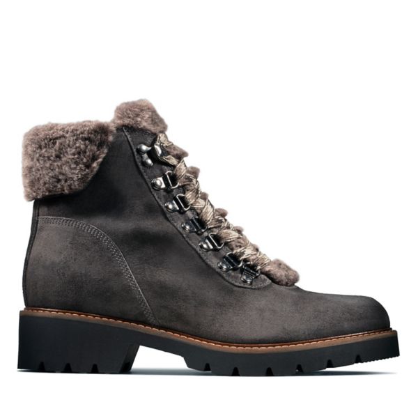 Clarks Womens Velma Hiker Ankle Boots Dark Grey | USA-4193657